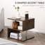 Table de bout moderne de 20 po Homcom, table d'appoint en forme de S avec tablette de rangement et poteaux en acier, finition brun rustique