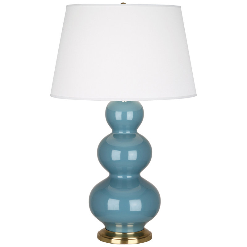 Triple Gourd Table Lamp, Steel Blue/Antique Brass, Antique Brass