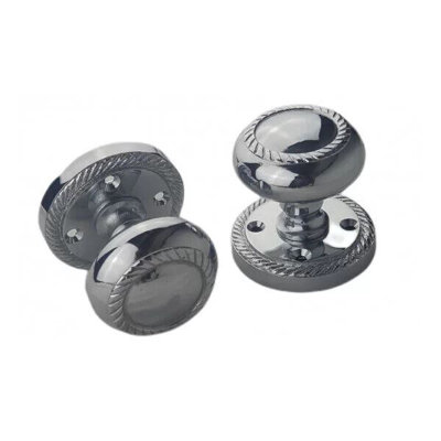 6 Pairs Georgian Design Mortice Door Knobs in Polished Brass - 58mm