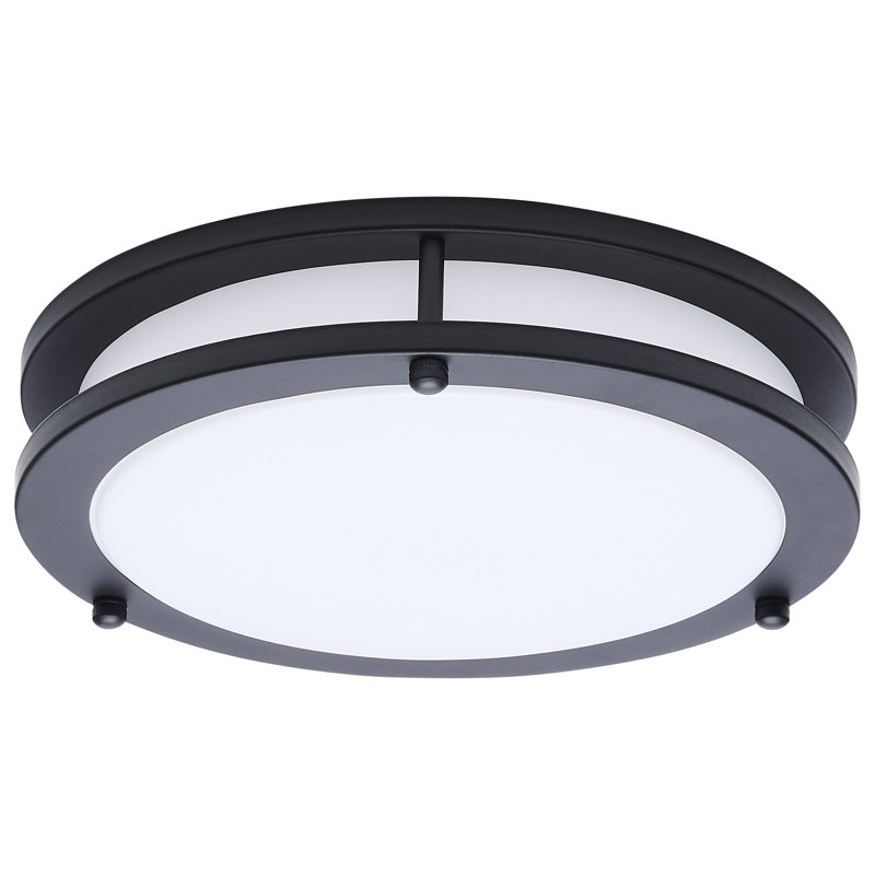  Norrine LED Flush Mount 27K/3K/35K/4K/5K CCT Selectable, Black, 2.13" H x 9.84" W x 9.84" D
