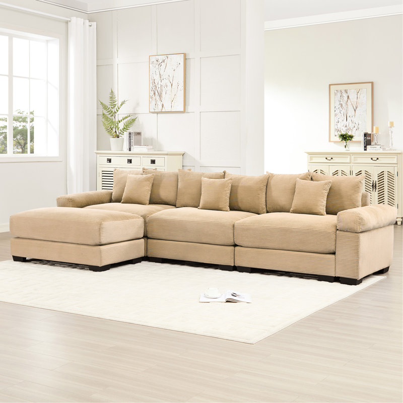Canapé modulaire en forme de L Camel Corduroy