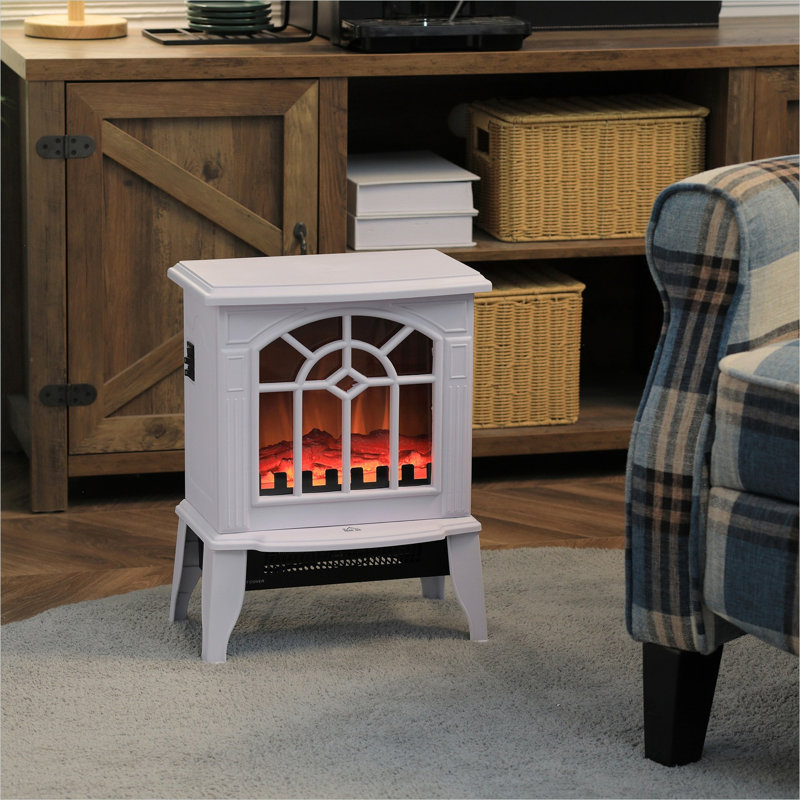 Poêle électrique autoportant et foyer blanc éclatant et accessoires de 14,25 po x 9,5 po x 18 po