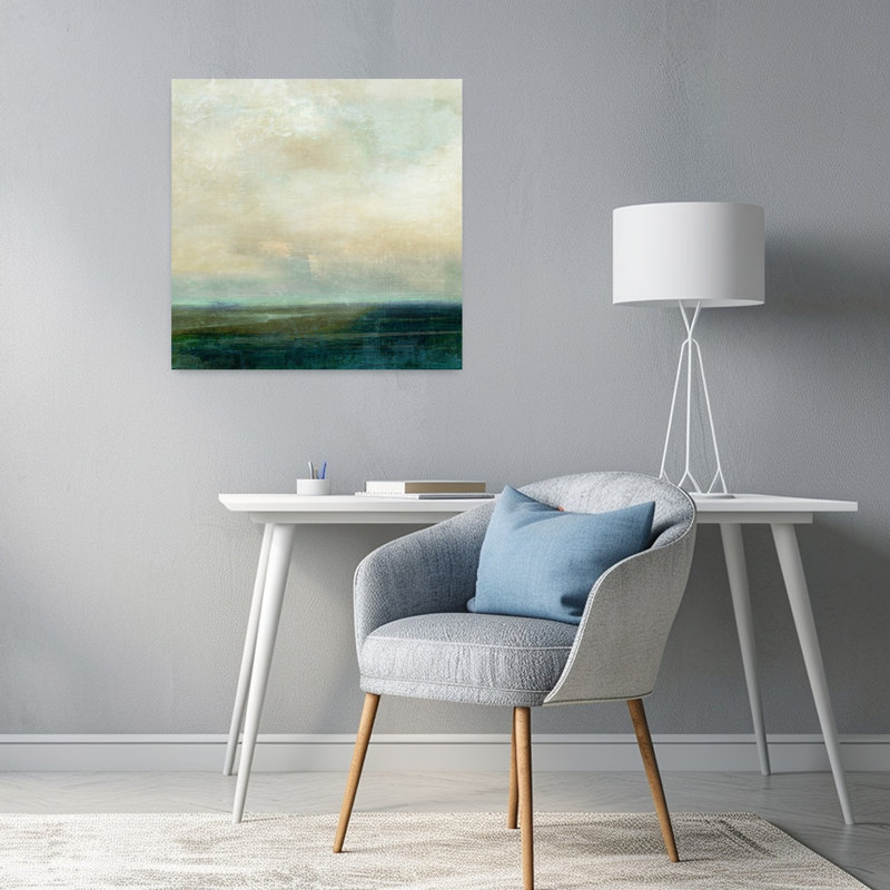 Art de paysage côtier abstrait mer d'émeraude, H 24 po x l 24 po