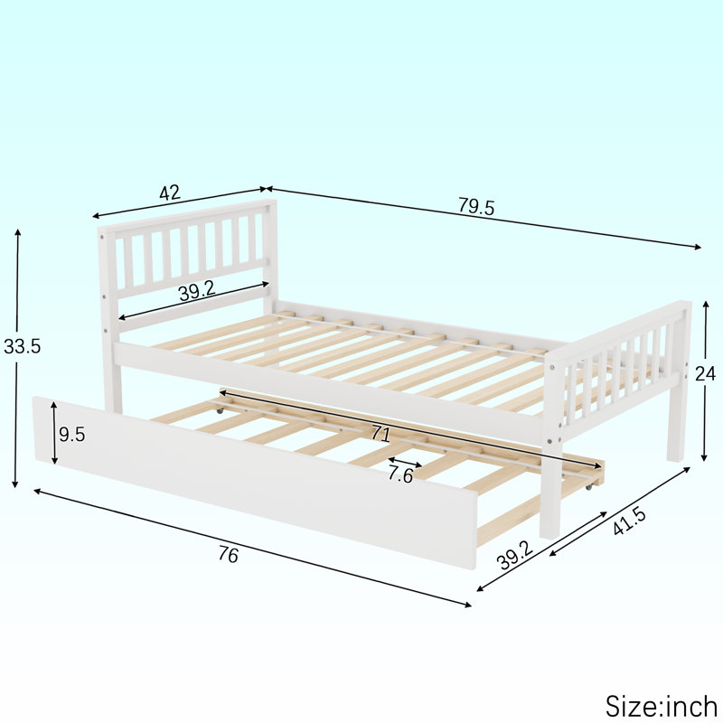 Lit plateforme simple en bois massif, Blanc