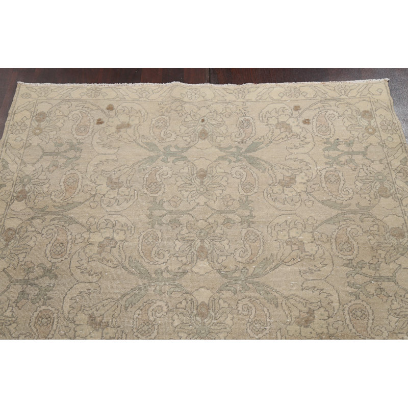 Tapis unique en laine noué à la main brun / beige nouvel âge 4 pi 8 po x 8 pi 11 po