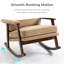 Chaise berçante d'appoint moderne rembourrée avec structure en bois, coussin à haute densité, coussin de siège amovible, coussin de dossier et d'accoudoirs