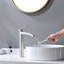 Robinet de lavabo vasque de salle de bain haut en nickel brossé, robinet de salle de bain moderne à un trou à poignée simple et cascade, avec bonde escamotable et ligne d'alimentation en eau.