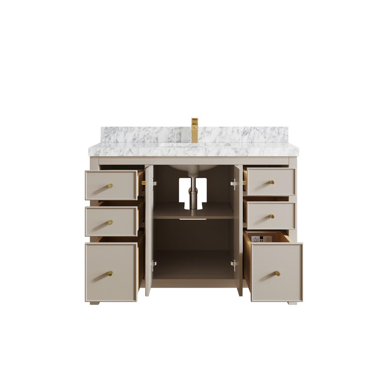 Meuble-lavabo simple 48 po avec plateau en marbre Chicago