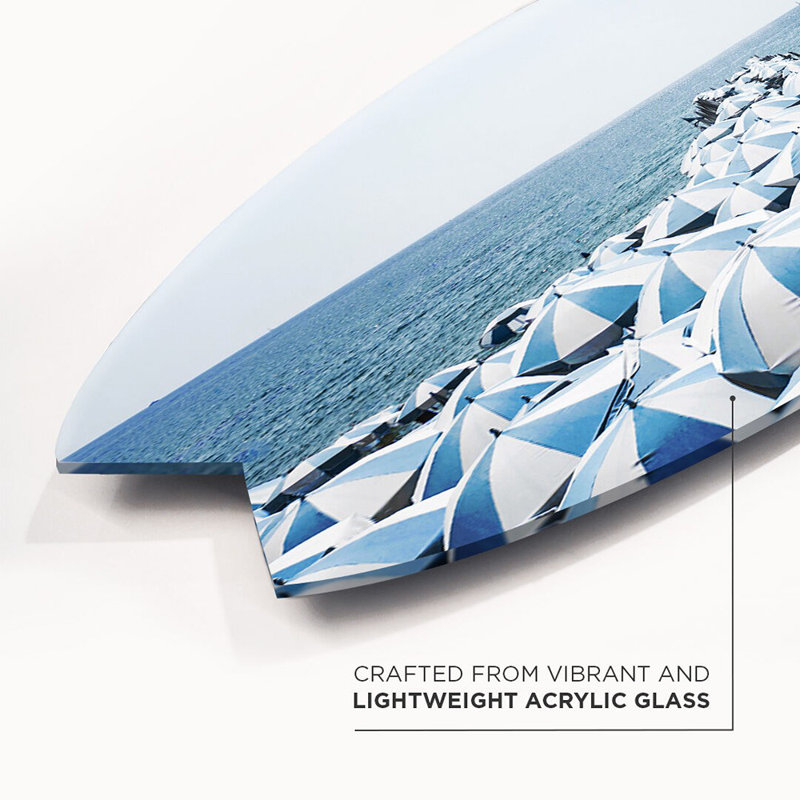 Blue Umbrella Beach Decorative Acrylic Skimboard by Oliver Gal