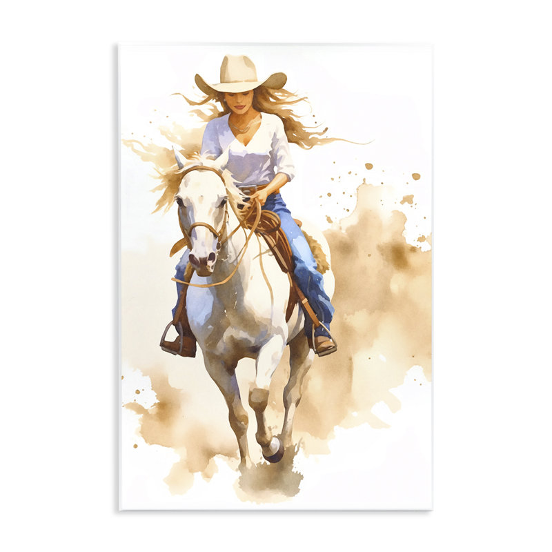 Art mural "Cowgirl Jockey Charm" par Andrea Haase, H 19 po x l 13 po
