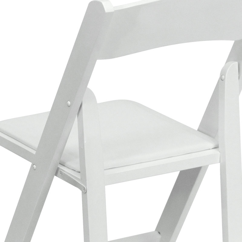 Prompton Wood Folding Chair with Vinyl Padded Seat, White / White