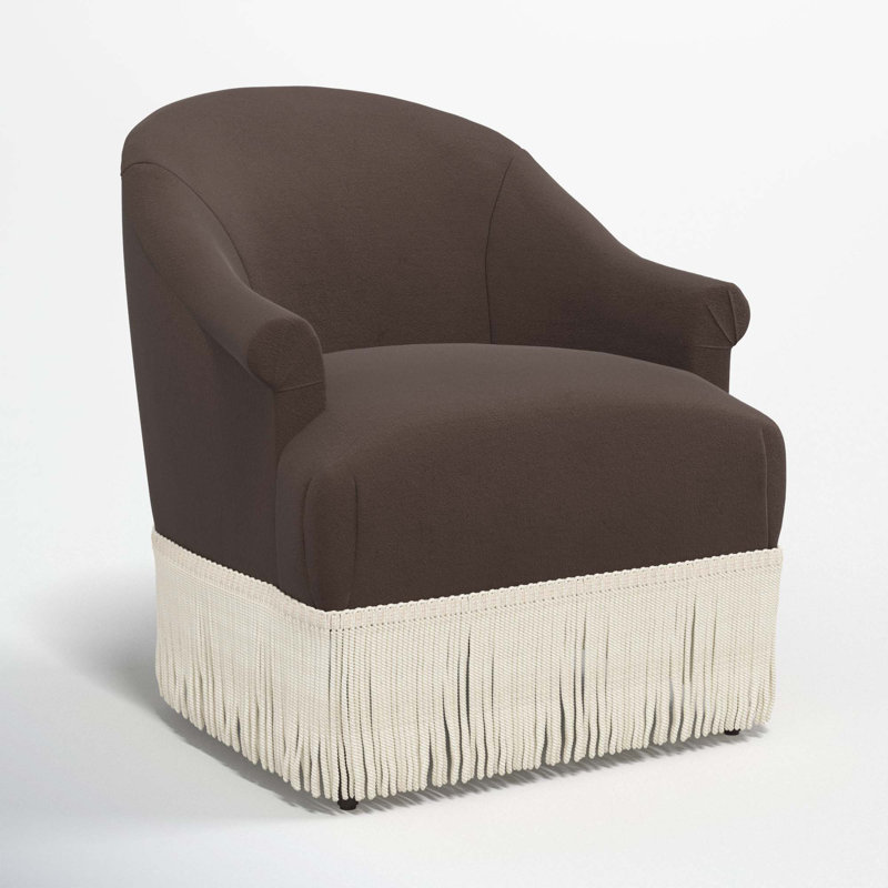 Fauteuil à oreilles Callie, Velours chocolat classique, Ivoire
