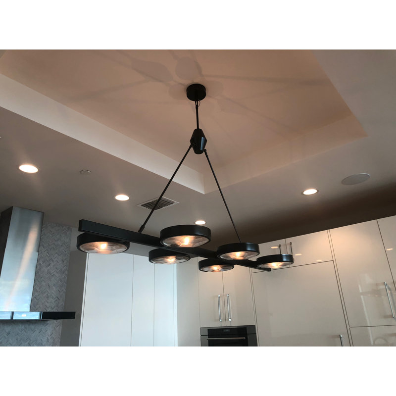 Luminaire suspendu linéaire pour îlot de cuisine 6 lumières Maplewood