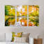 «Bright Fall Forest With River», ensemble d'art mural sur toile encadré paysage-1856269784-1856269799