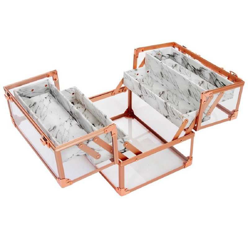 Organisateur de meuble-lavabo avec compartiments transparents Savvy, White Marble