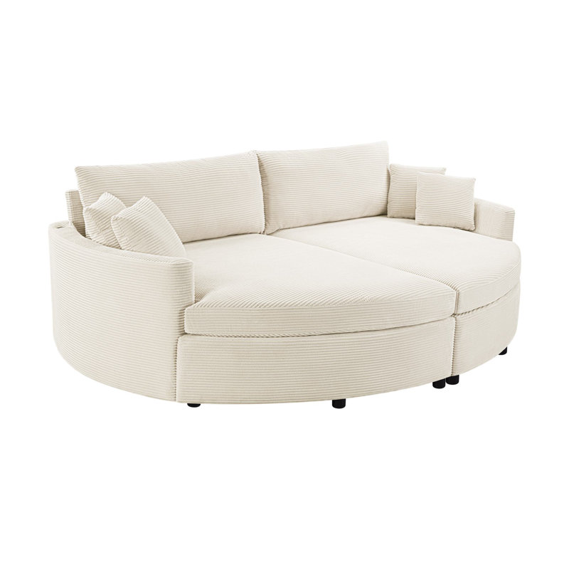 Canapé-lit 102,3 po, Velours côtelé beige