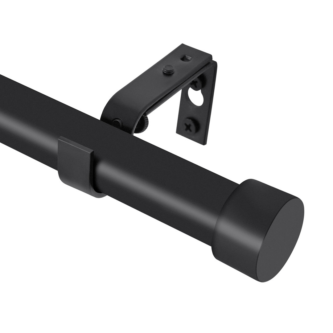 Black 1'' Diameter Curtain Rods With End Cap Heavy Duty Ebern Designs 