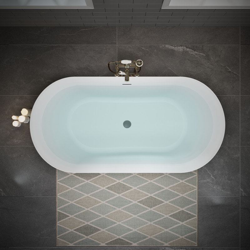 55" x 28" Freestanding Soaking Acrylic Bathtub, Matte Black