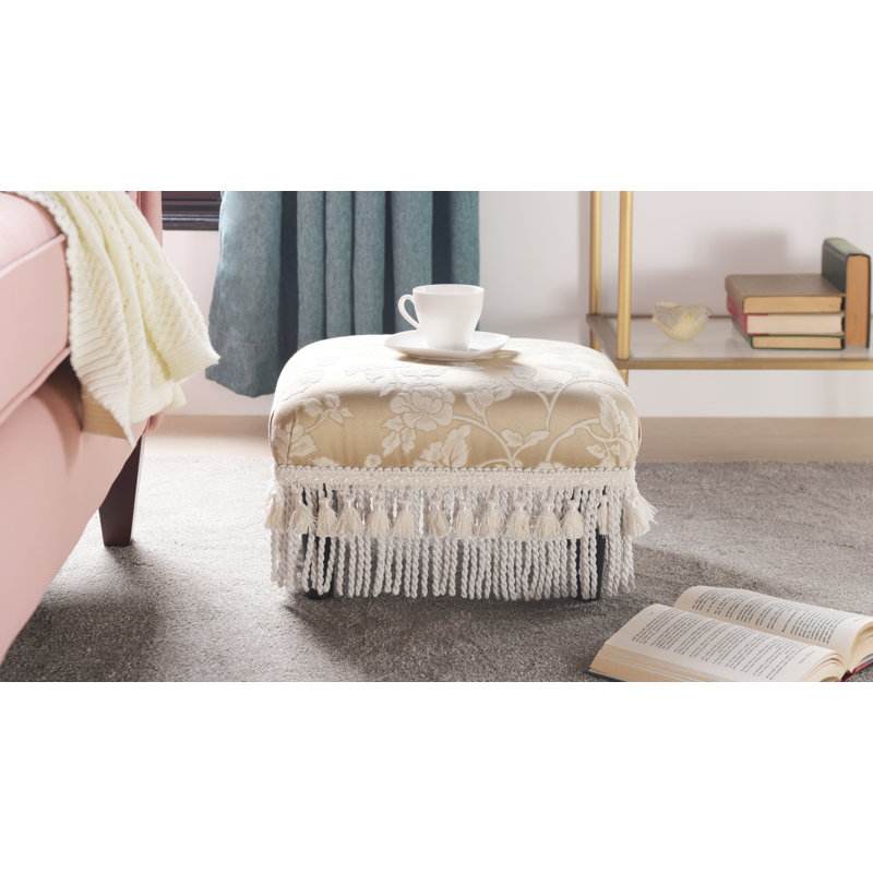 Leonardson Upholstered Ottoman, Champagne Beige Polyester