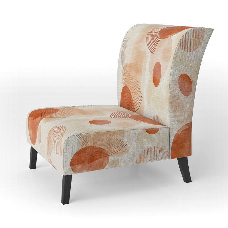 Fauteuil de chambre abstrait rembourré - Fauteuil de chambre Boho Terracotta Pulse II, Slipper Armless