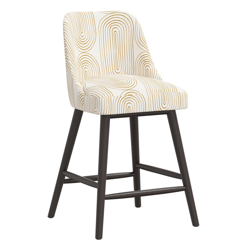 Tabouret de bar et de comptoir Gallie, Tabouret de comptoir (hauteur de siège de 27 po), Moutarde, oblong, Espresso