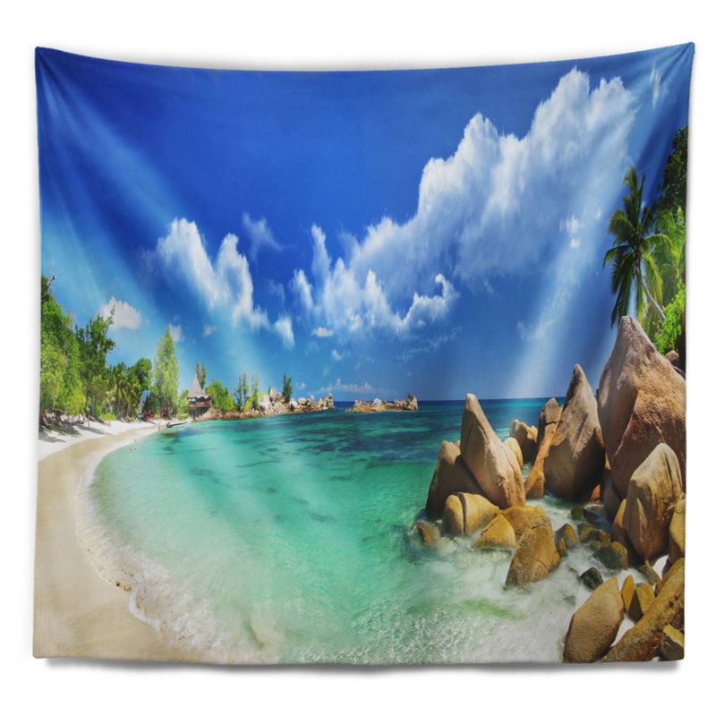 Paysage de Schafer, tapisserie des îles Seychelles, H 32 po x l 39 po