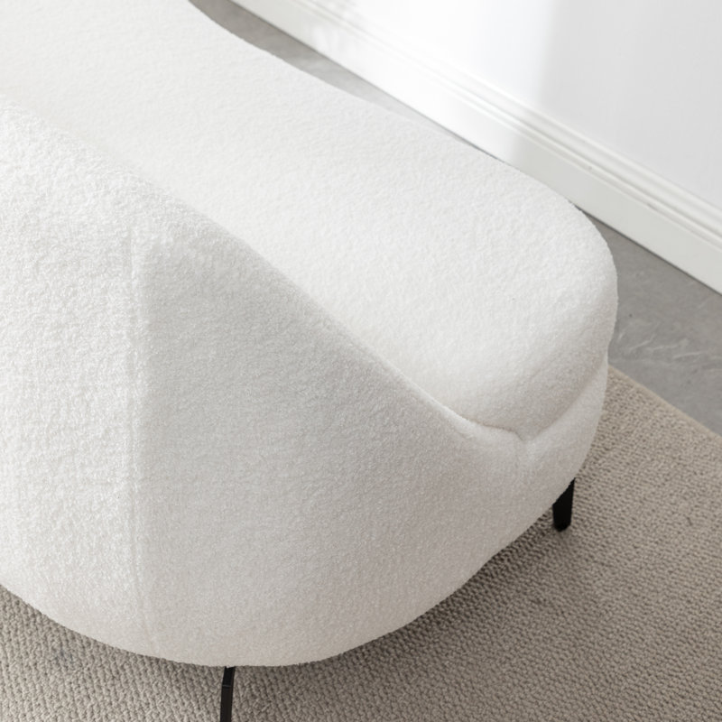 Causeuse rembourrée 50 po Bula, Sherpa blanc