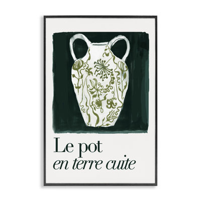  Floral Pot Vase Grey Framed Giclee Art by cartissi