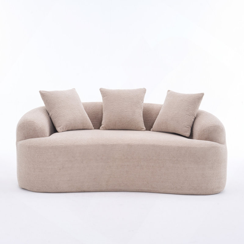 Causeuse courbée: sans assemblage, petit canapé en chenille, éponge 30D, compact pour les appartements, L 65 po, 300 lb, 3 coussins