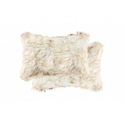 Ensemble de deux coussins décoratifs en cuir de vache rosé 12 po x 20 po