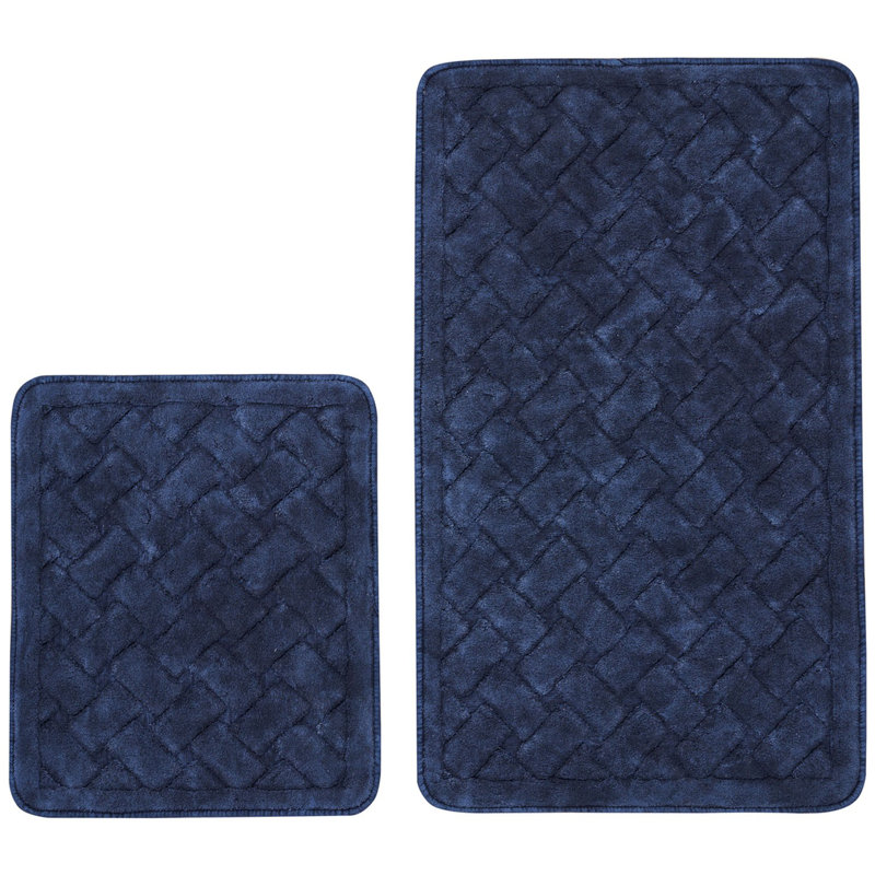 Ensemble de tapis de bain luxueux en coton (2 pièces), 19,7 x 23,6 pouces et 23,6 x 39,4 pouces | Dessous antidérapant, hauteur de poils de 0,2 pouce, 35,3 oz / verge carrée | Lavable à la machine, doux et absorbant pour le confort de la salle de bain