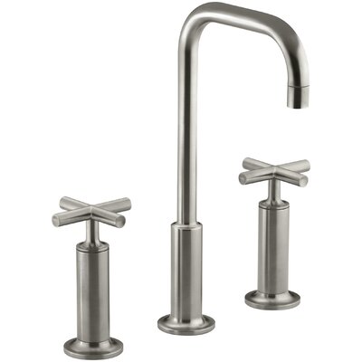Purist® Widespread Bathroom Sink Faucet with High Cross Handles and High Gooseneck Spout -  Kohler, K-14408-3-BN