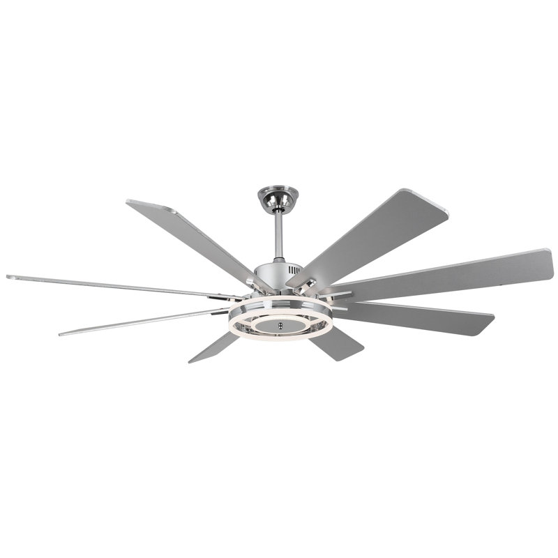 Ventilateur de plafond chromé moderne 72 po avec lumières et télécommande Nimbella, Chrome