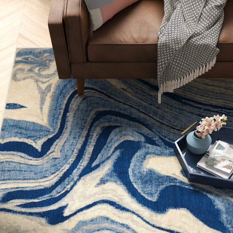 Tapis bleu Ruari, Rectangle 3 pi 6 po x 5 pi 6 po