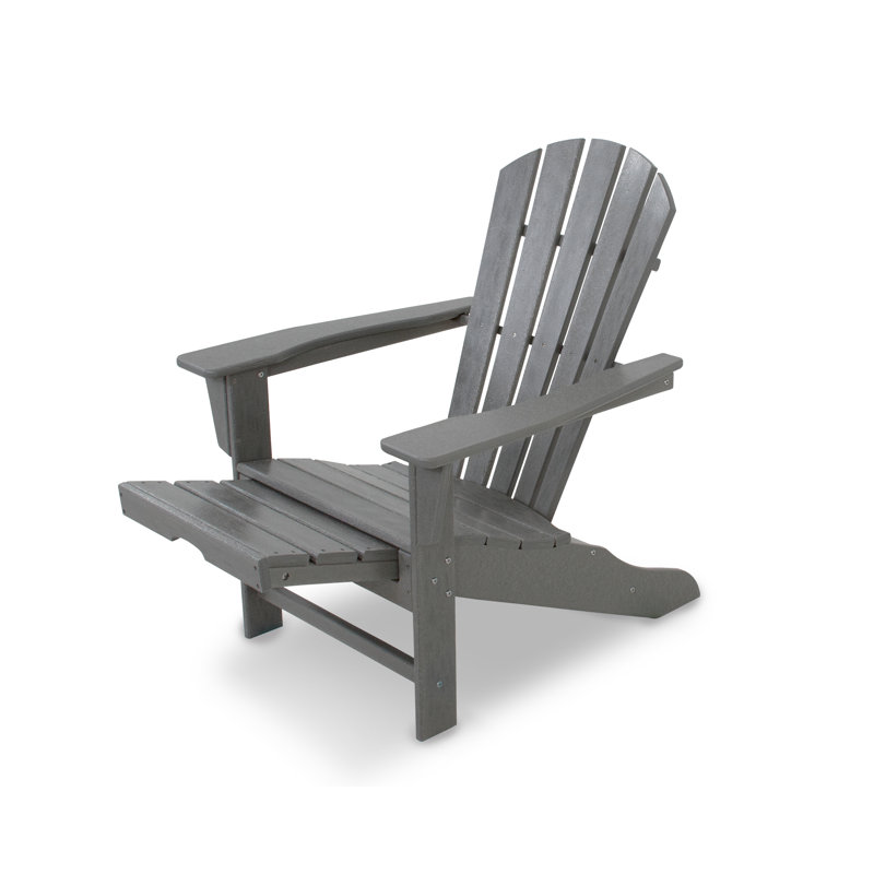 POLYWOOD Palm Coast Ultimate Adirondack with Hideaway Ottoman, Slate Gray