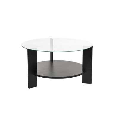 Modern Coffee Table with 100% Tempered Glass Top, 29.5 x 15.7 x 29.5 inches | Durable 100% Melamine Coated Particle Board Frame, Thickness: 0.7 inches | Stylish Design, Perfect for Living Room & Contemporary Spaces, 33 lbs Capacity
