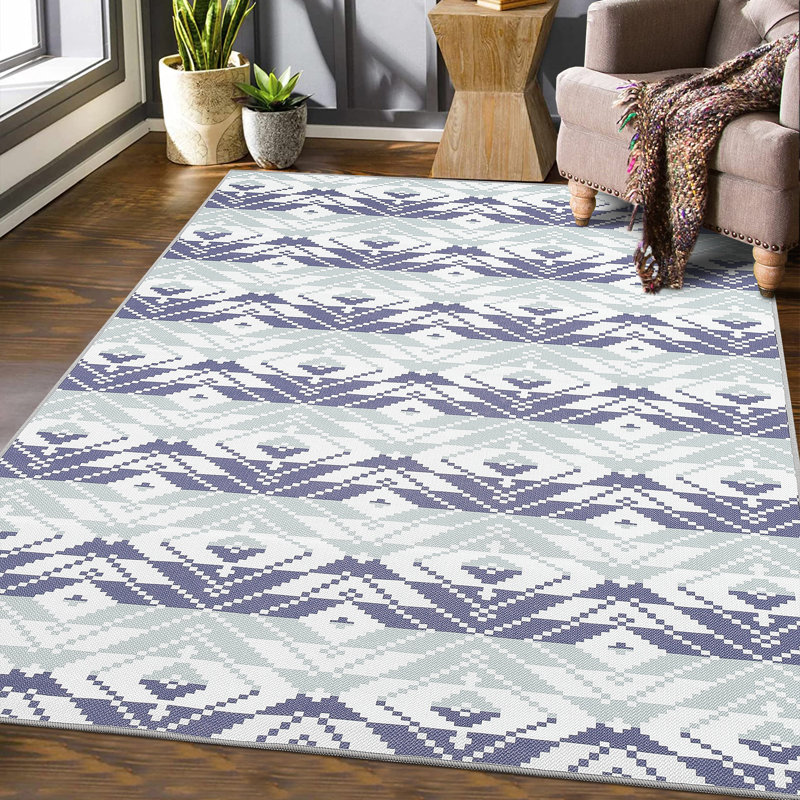 Geometric Machine Washable Rugs Modern Non-Slip Rug for Living Room Bedroom Nursery Dining Table Bedside Decor