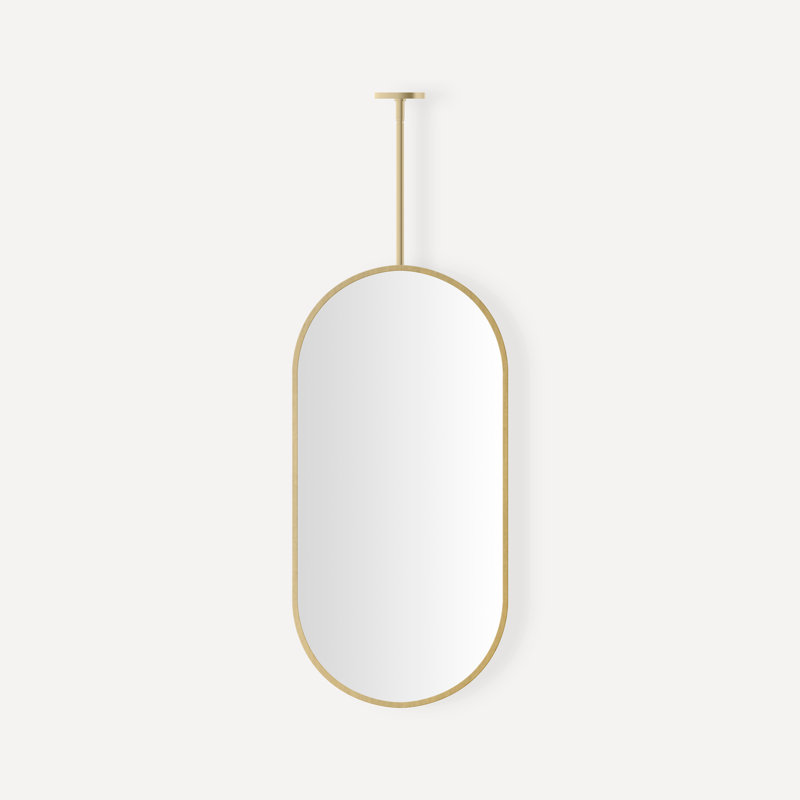 Hanging Pill Framed Mirror, Brass