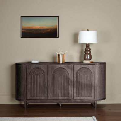 Zoko Sideboard Buffet Console, Arched Design Doors, 77 Inch Wood by Benjara