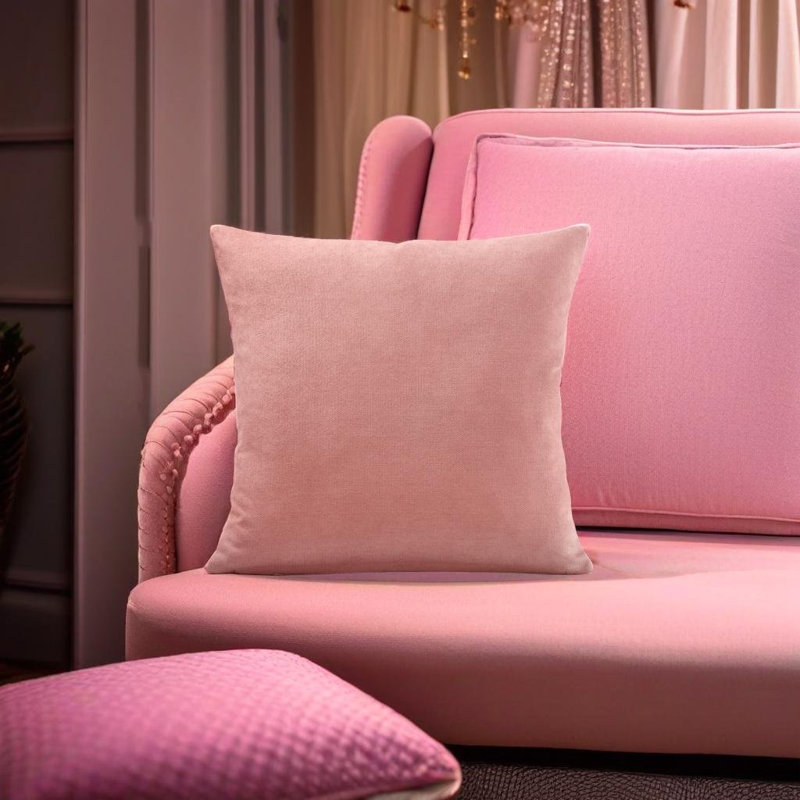Velvet Feel Chenille Scatter Cushion Cover, Blush, 45 cm x 45 cm