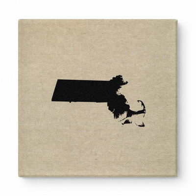 Massachusetts State Silhouette — Square Canvas Wall Art