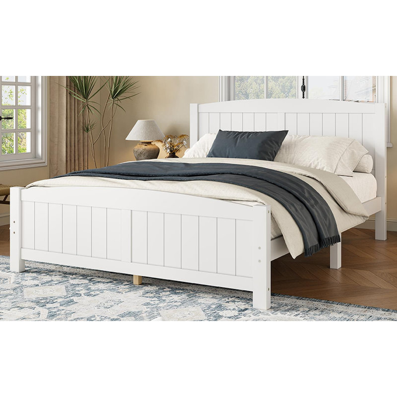 Grand lit plateforme, Blanc clair, Grand