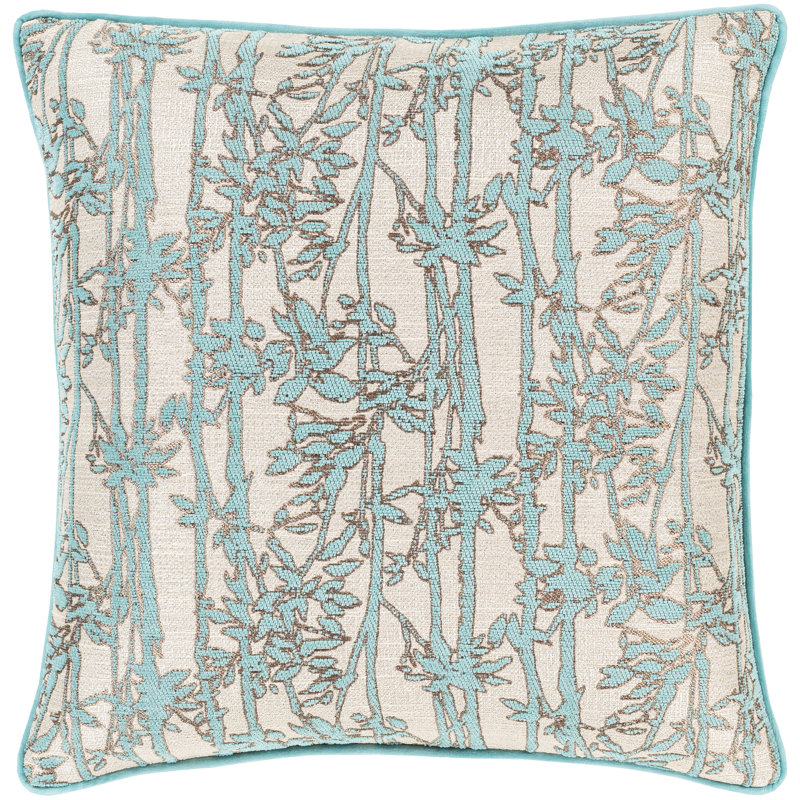 Biming Throw Pillow, Down, Aqua, 18" x  18"