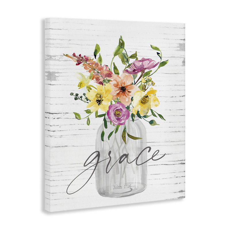 "Spiritual Grace Bouquet", art mural sur toile par lettré et doublé, H 48 po x l 36 po