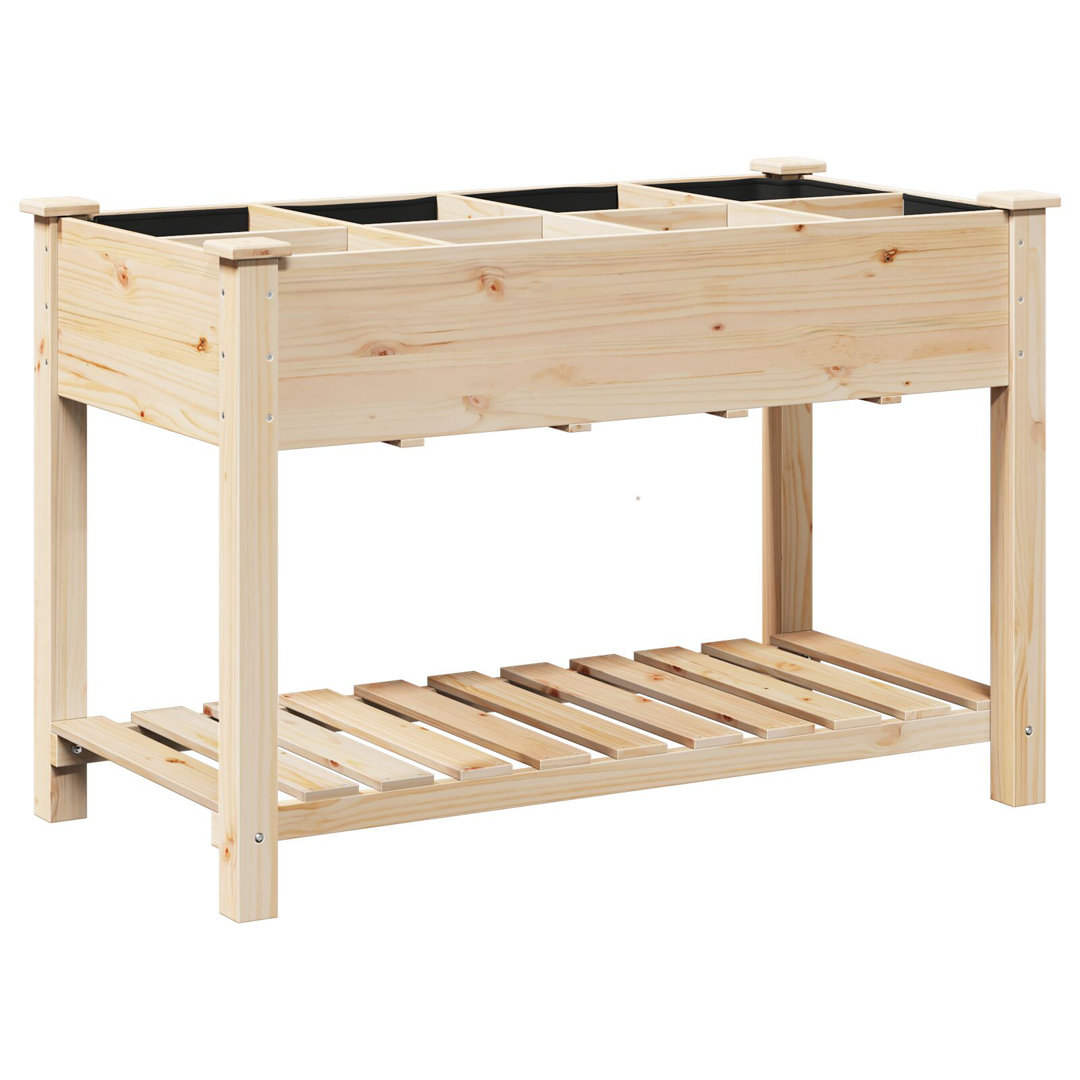 Garden Planter with Shelf Solid Fir Wood Outdoor Wooden Terrace