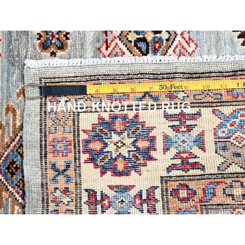 Tapis super Kazak en laine noué à la main 5 pi x 7 pi 1 po gris CEFC39BE2F184C0E882755B74A5740F0