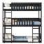 Lit superposé triple détachable en bois d'hévéa noir - pour une chambre spacieuse avec structure pour-781608675