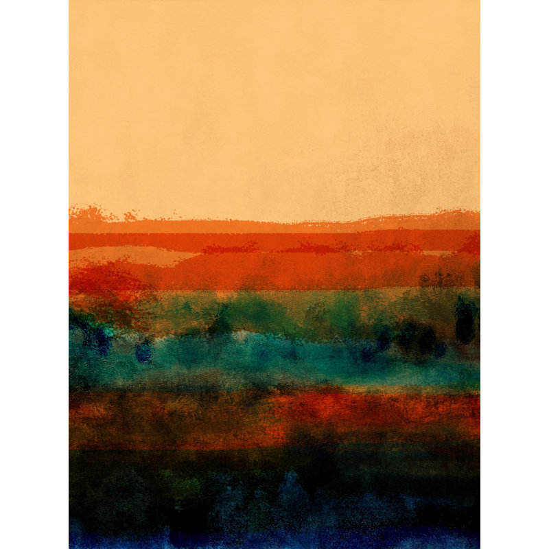 Paysage abstrait par Angel Estevez - Peinture, H 32 po x l 24 po, Toile tendue