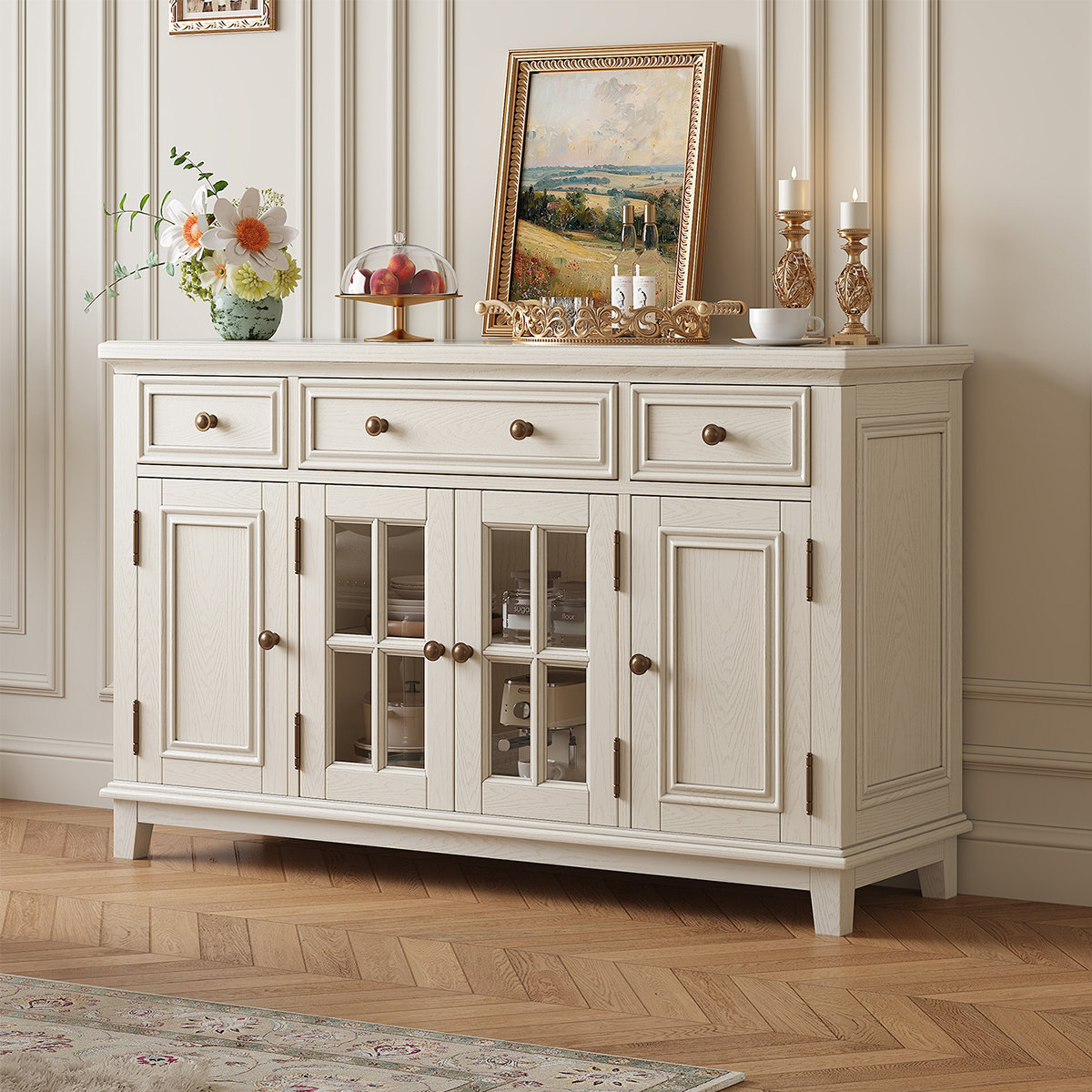 Hokku Designs Cream style solid wood sideboard cabinet - Wayfair Canada