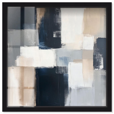 «Blue and Tan Abstraction I Shadowbox Print», art mural bleu par Art Remedy